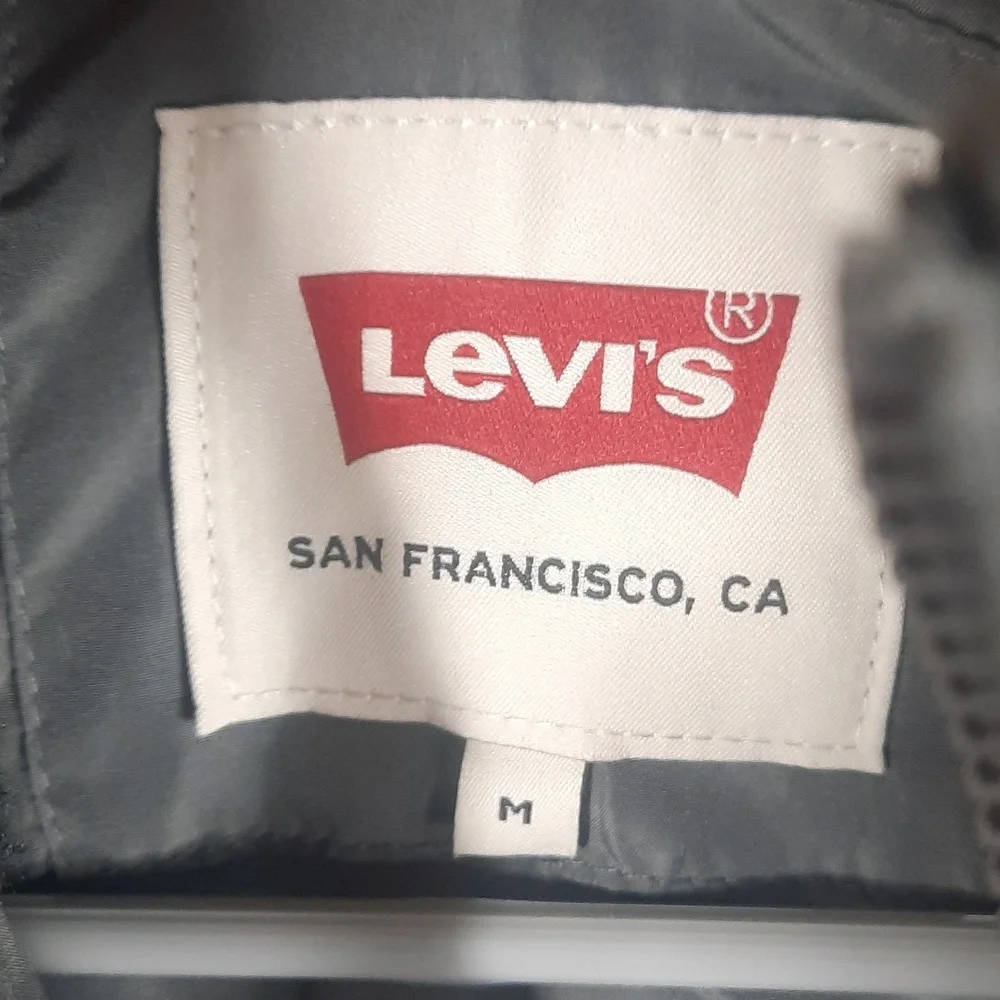 Levi's Fleece Mens Vest Medium Black Gray Sleeveless Zip Front
